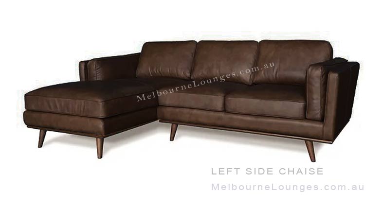 Elio Vintage Leather Left Side Chaise