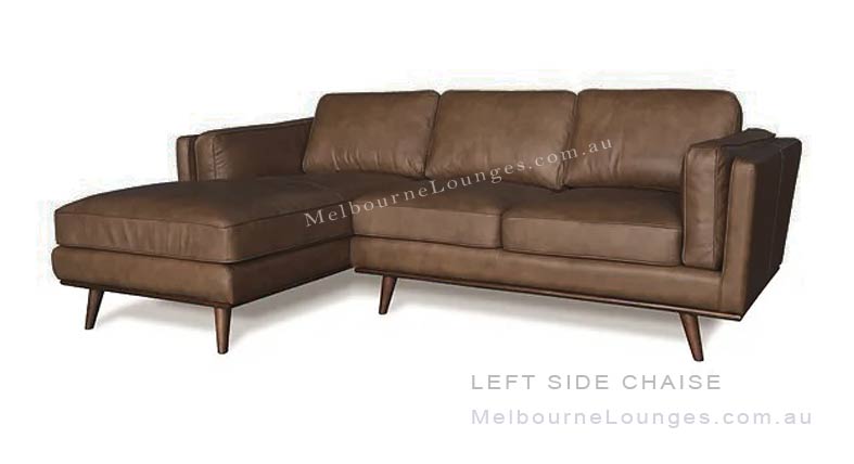 Elio Vintage Leather Left Side Chaise